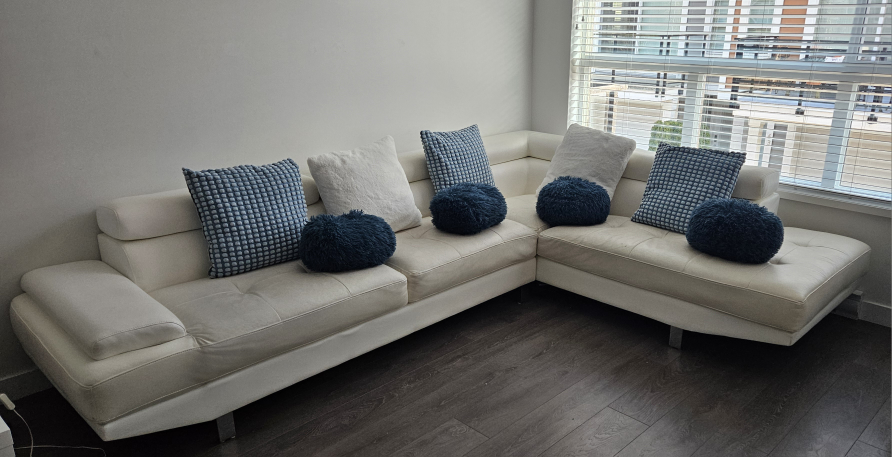 White Leather Sectional Sofa