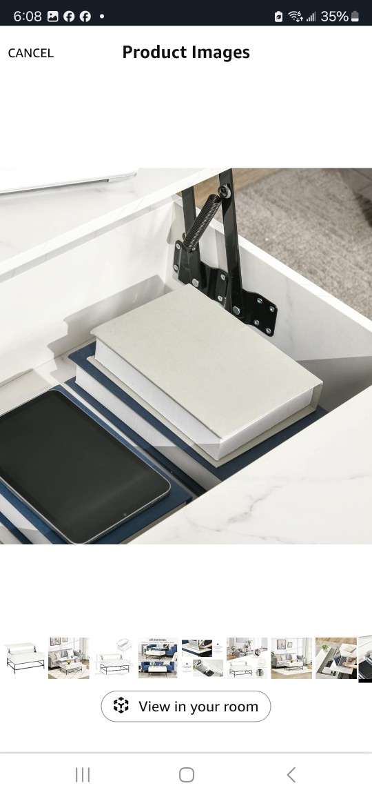 Lift-Top Coffee Table - White Marble - photo 5