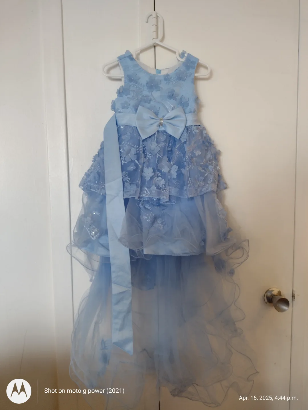 Girls' Light Blue High-Low Flower Girl Dress image indicator(4)