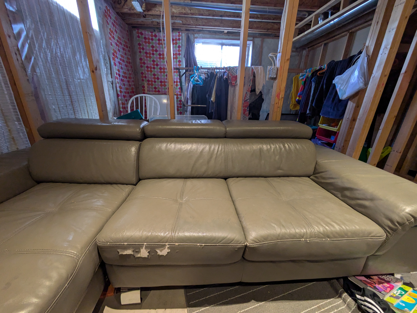 Grey Leather Sectional Sofa