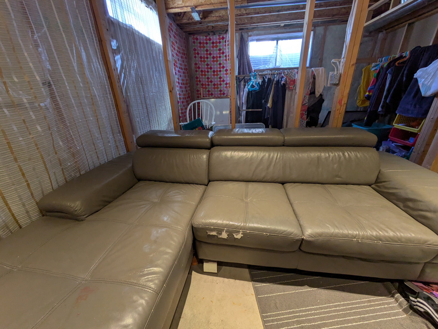 Grey Leather Sectional Sofa - photo 2