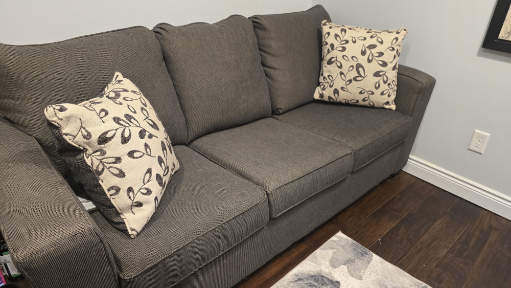 Grey pull out Couch. barely used