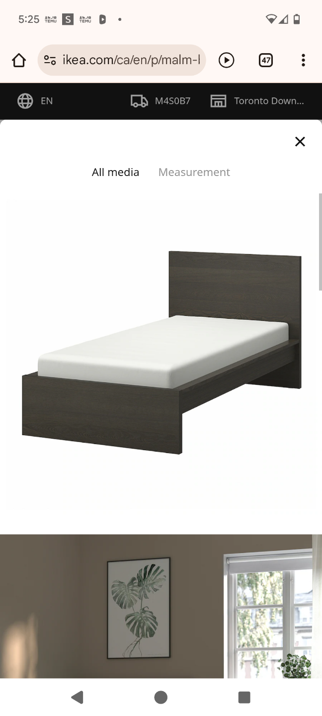 IKEA MALM Single Bed Frame - Dark Brown