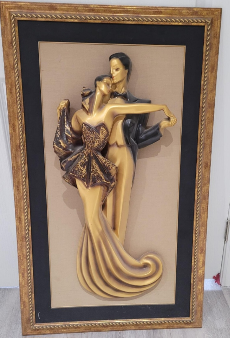 Vintage Framed 3D Wall Art Sculpture - Dancing Couple