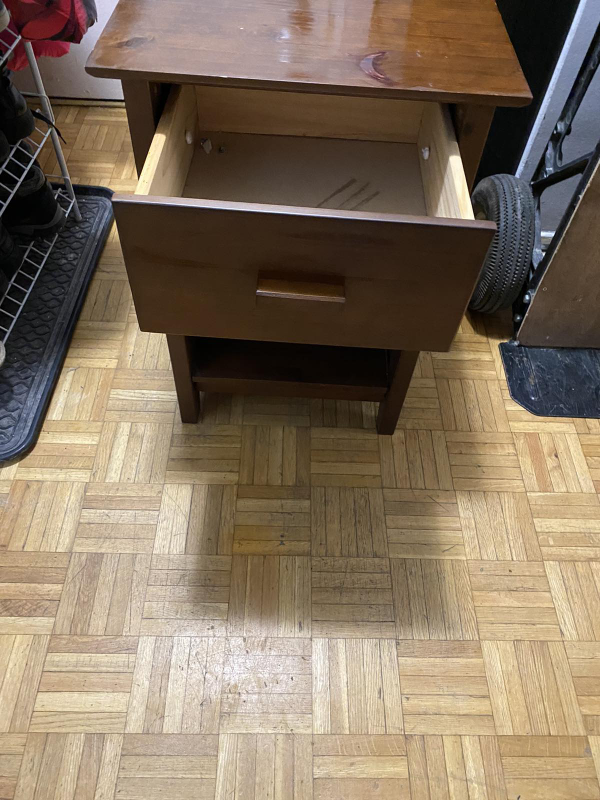 Dark Brown Wooden Nightstand with Drawer and Shelf - photo 3