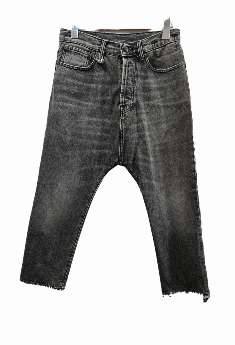 Women's R13 Cropped Black Tailored Drop Jeans Size 23-24 image indicator(7)
