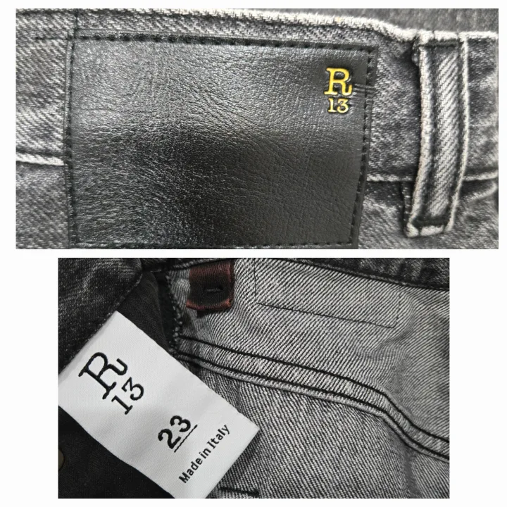 Women's R13 Cropped Black Tailored Drop Jeans Size 23-24 image indicator(9)