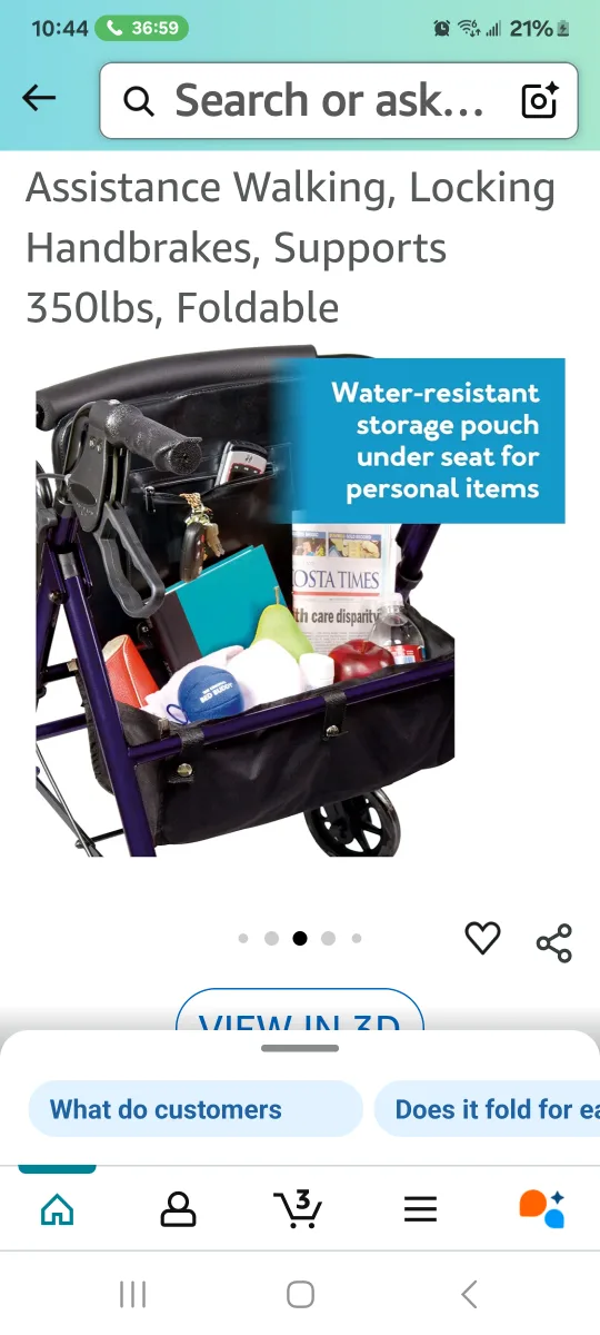 Navy blue Step N' Rest Rolling Walker - Blue, 250lb Support image indicator(5)