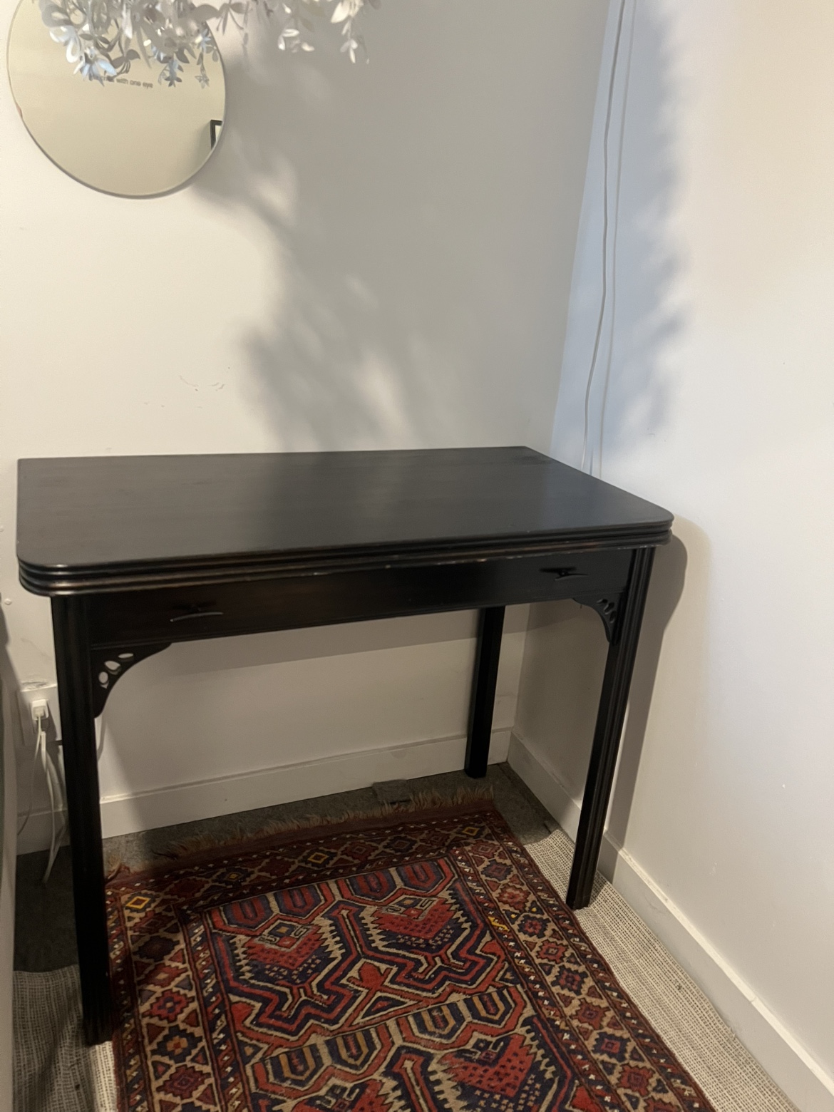 Vintage 1930s Dark Wood Folding Dining Table