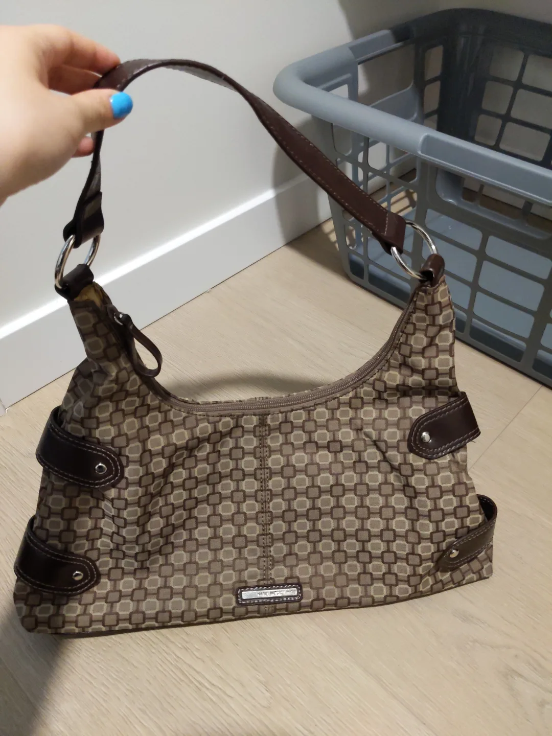 Nine West Brown Geometric Pattern Shoulder Bag thumbnail