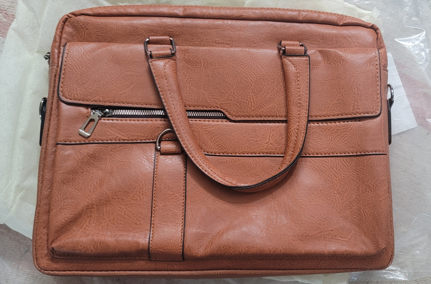Brown Leather-Look Briefcase - photo 2