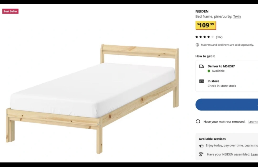 IKEA NEIDEN Pine Twin Bed Frame - photo 5