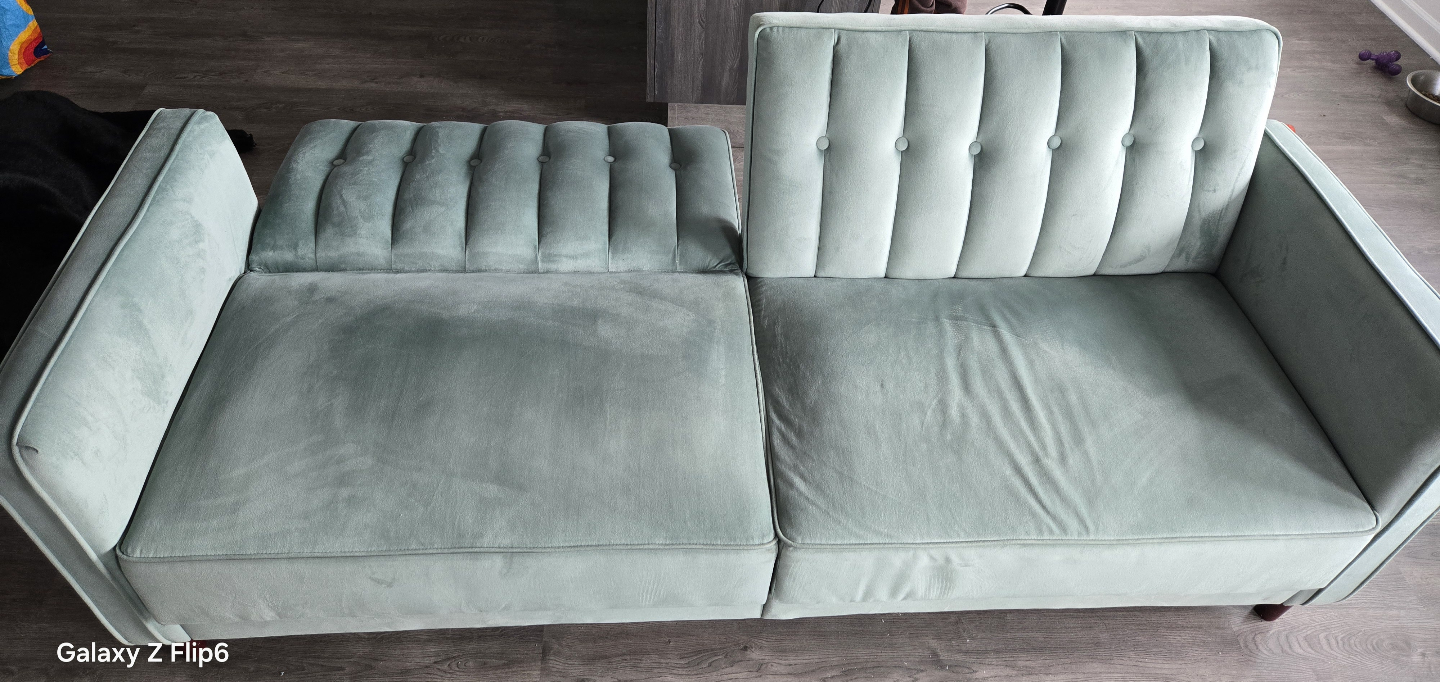Velvet Futon Sofa - Sage Green - photo 3