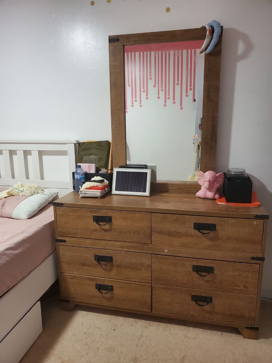 Wooden dresser with mirror