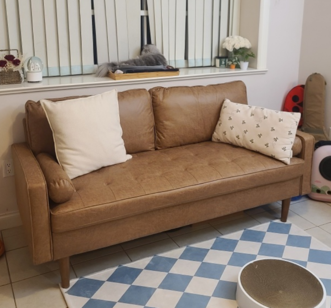 Faux Leather Loveseat Couch - photo 3