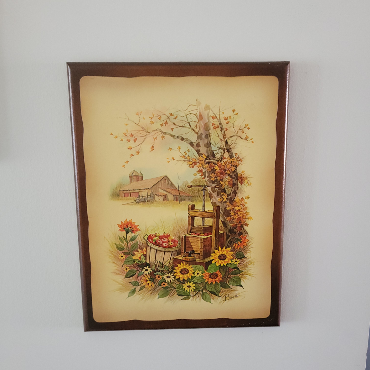 Set of four vintage framed autumnal prints on wood - photo 2