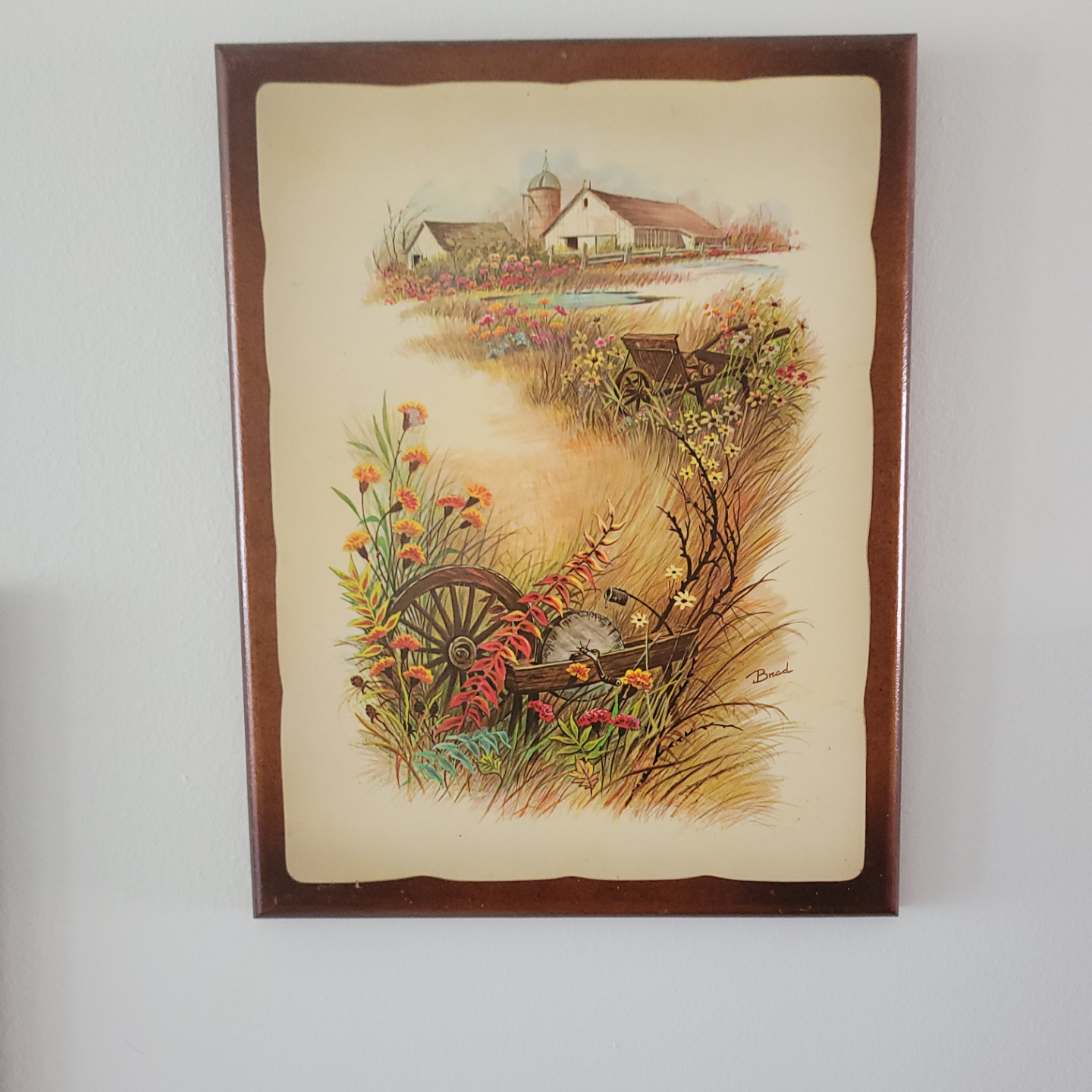 Set of four vintage framed autumnal prints on wood - photo 3