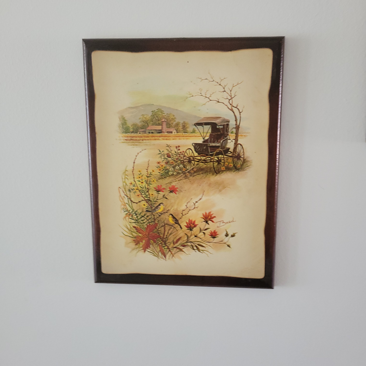 Set of four vintage framed autumnal prints on wood - photo 4
