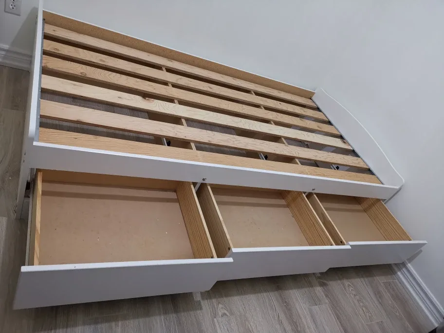 White Twin-Size Storage Bed Frame with Drawers image indicator(2)