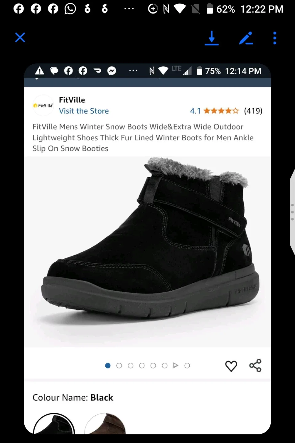 Men's Black Winter Boots with Faux Fur Lining-BNIB image indicator(7)