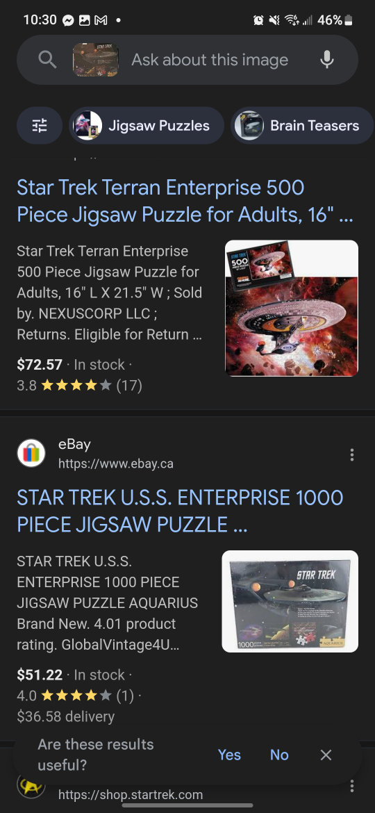 Star Trek U.S.S. Enterprise 1000 Piece Jigsaw Puzzle