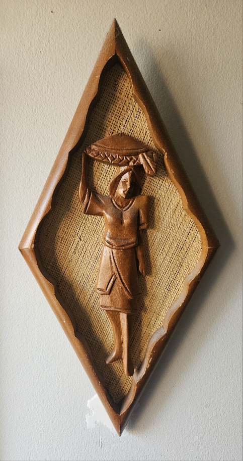 Vintage Wood Carving Wall Decor - Set of Two