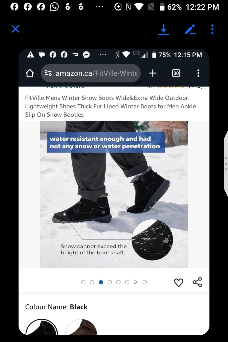 Men's Black Winter Boots with Faux Fur Lining-BNIB image indicator(6)