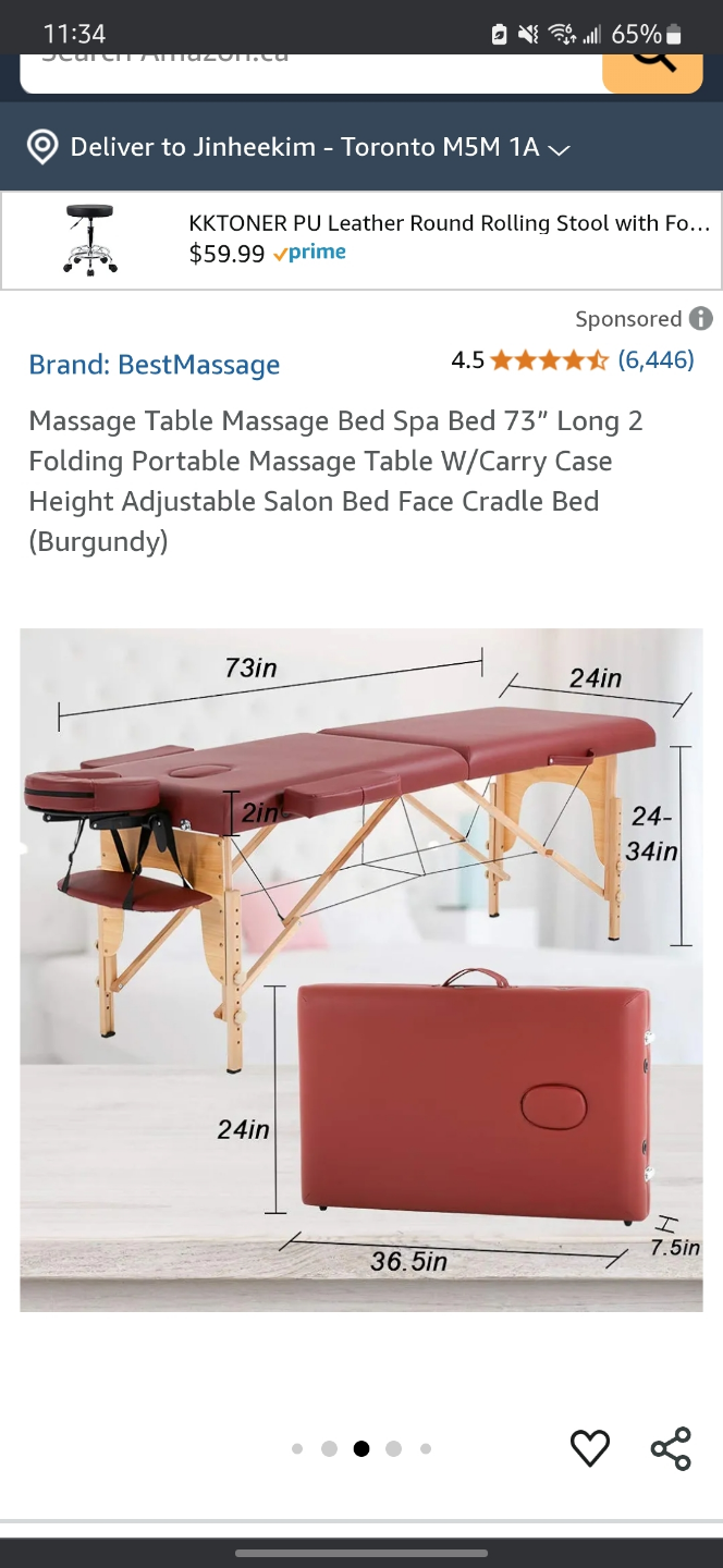 Portable Massage Table - Burgundy