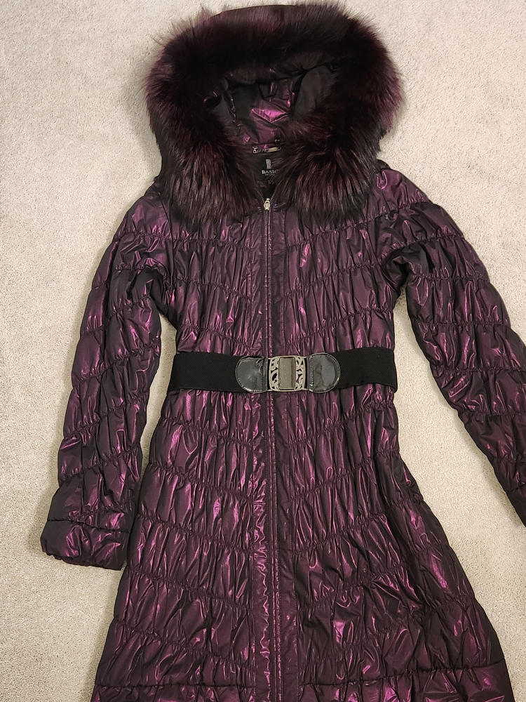 New Puffer Coat with Fox Fur Hood - Size Large