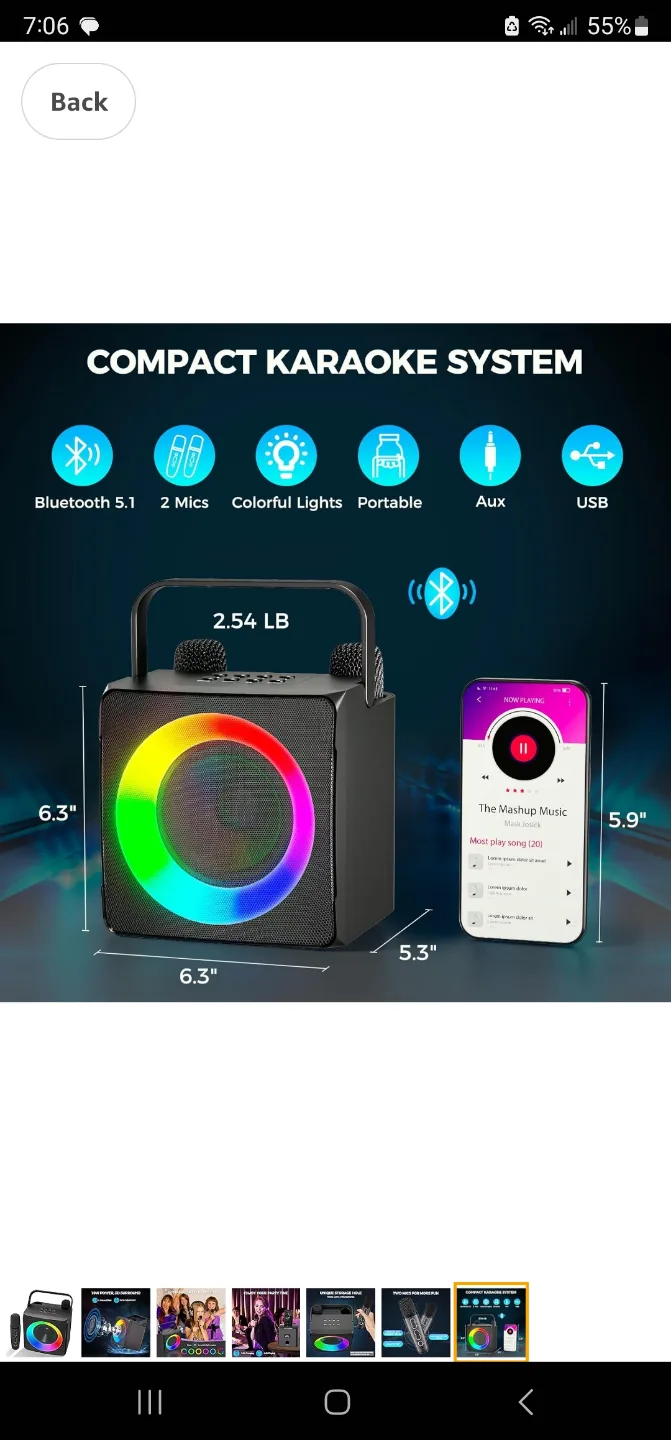 Karaoke Machine with Two Wireless Microphones image indicator(8)