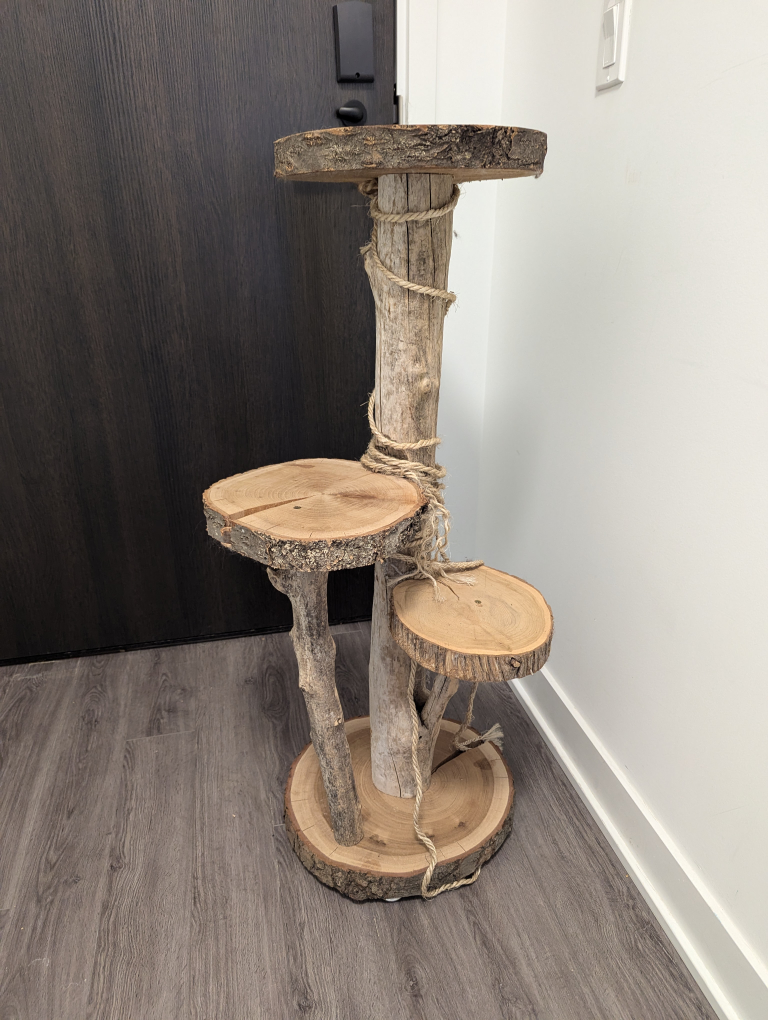 Rustic Wooden Three-Tiered Stand for plants or cats - photo 3