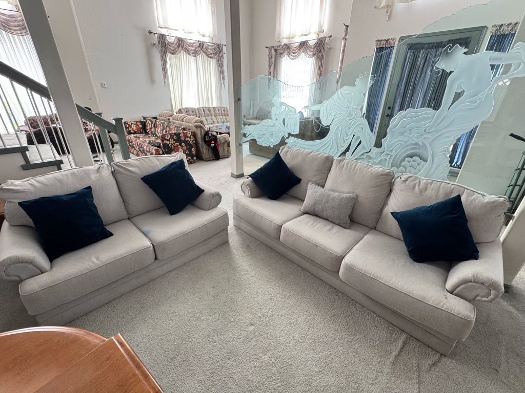 Beige Sofa Set - Loveseat and Sofa