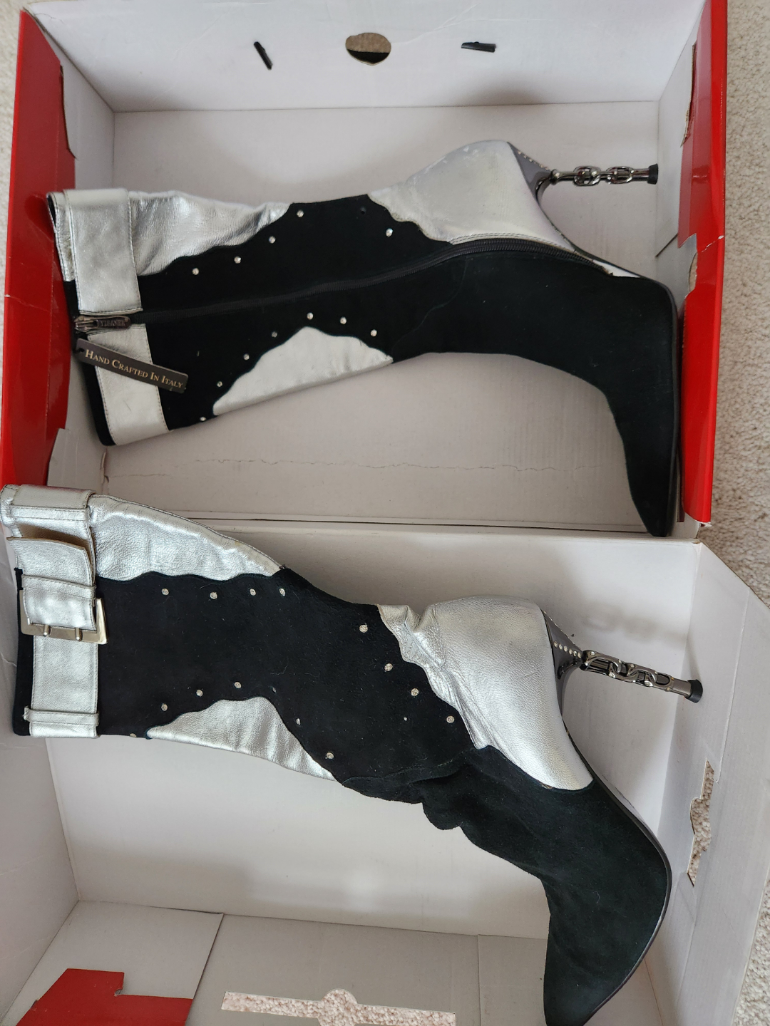 Black and Silver Italian Boots with Unique Heel - photo 2