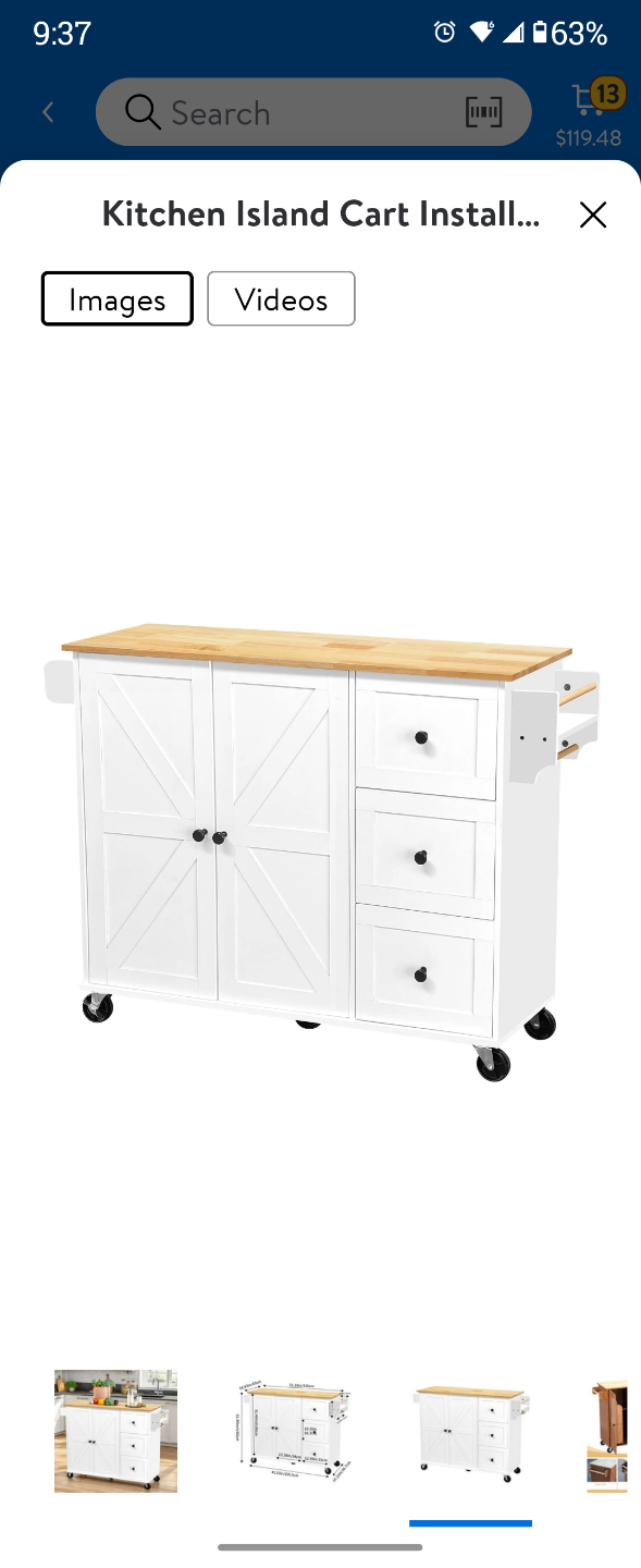 Foldable Kitchen Island Cart with Storage - photo 3