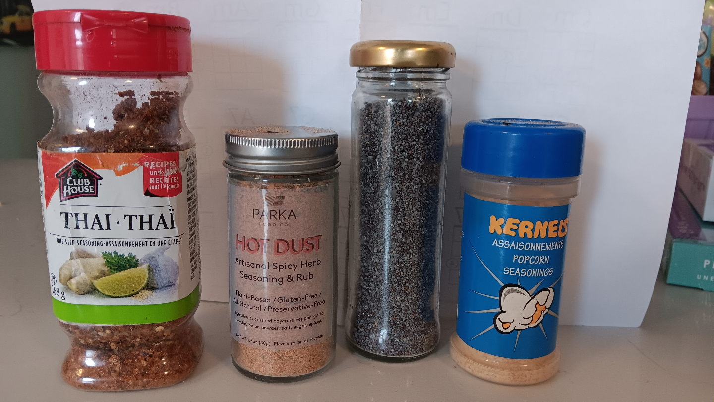 FREE spices Thai, Hot Dust, Poppy Seeds & Popcorn Seasoning