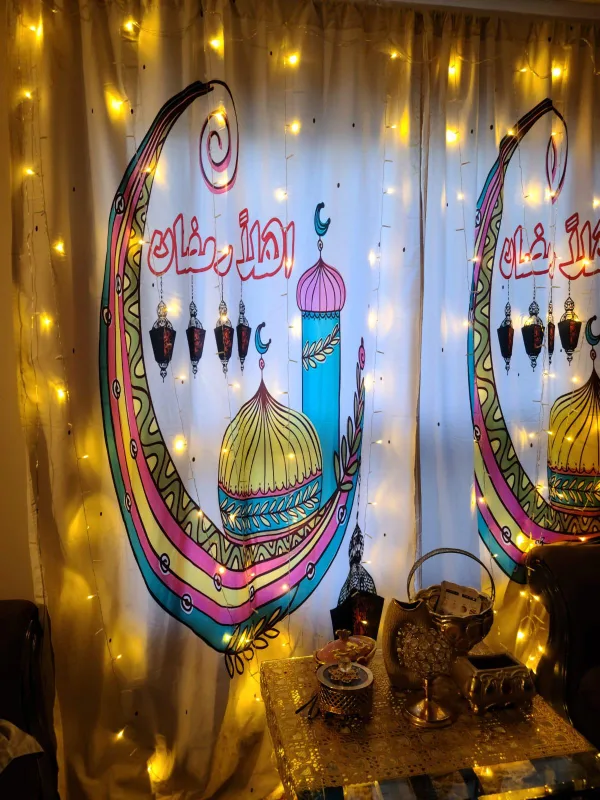 Ramadan Mubarak Curtains with Lights image indicator(3)