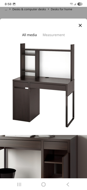 IKEA MICKE Desk with Hutch - Black-Brown
