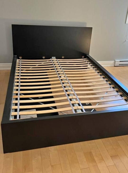 IKEA MALM Queen bed frame (black-brown)