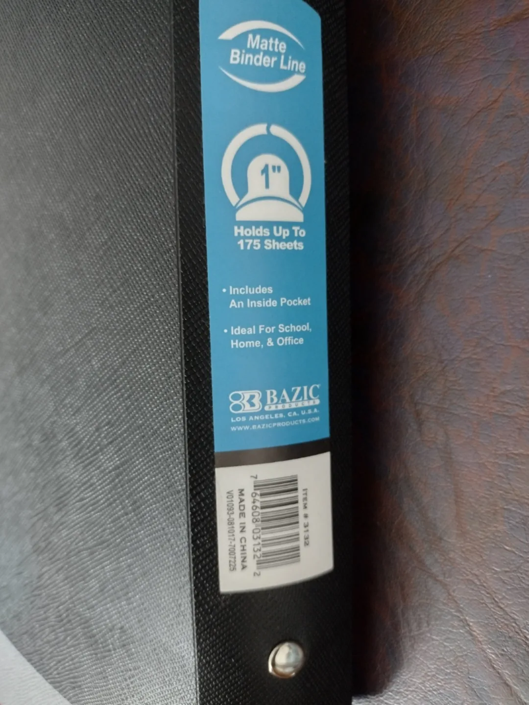 Bazic 1-Inch Matte Binder, Black, Gray, Red 💚 image indicator(3)