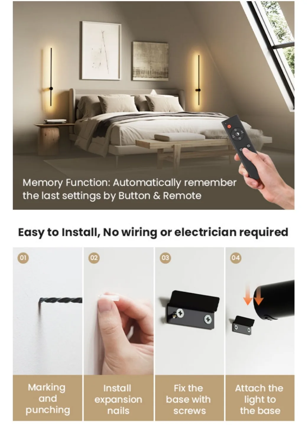 Pair of Rechargeable Modern LED Wall Lamps with Remote/: ✨ ✨ image indicator(10)