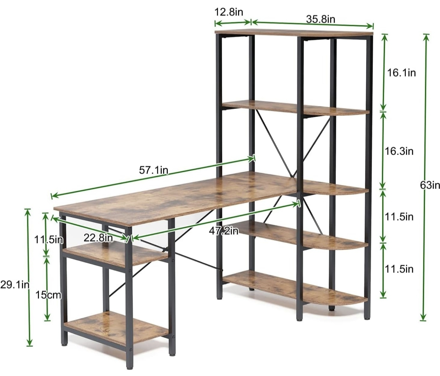 Computer Desk with Bookshelf