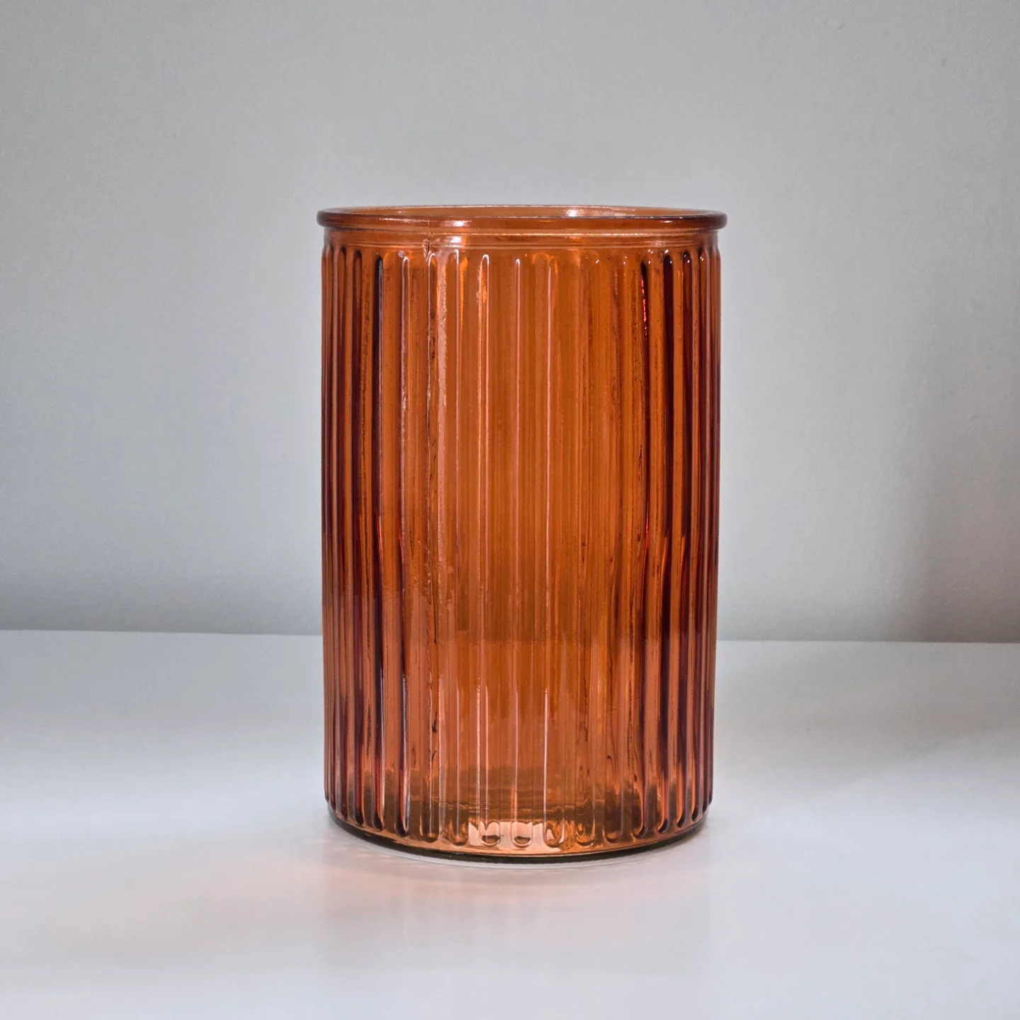 Glass vase, cylinder, 7.5" tall thumbnail