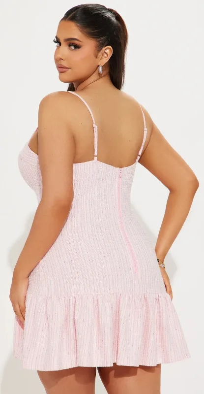 Brand New Fashionova Pink Tweed Mini Dress image indicator(4)