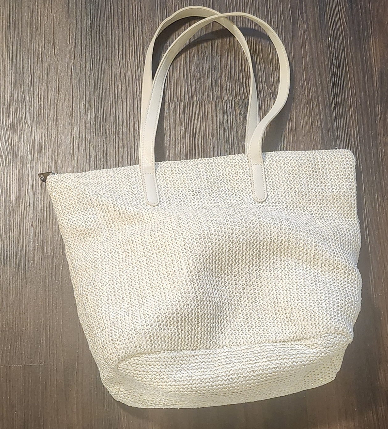 Cream Woven Tote Bag