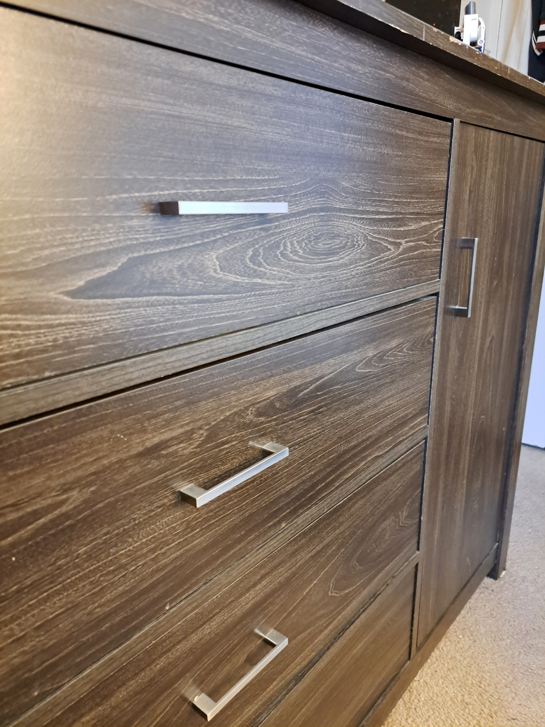 Dark Brown Wooden 4-Drawer Dresser with Cabinet - photo 4