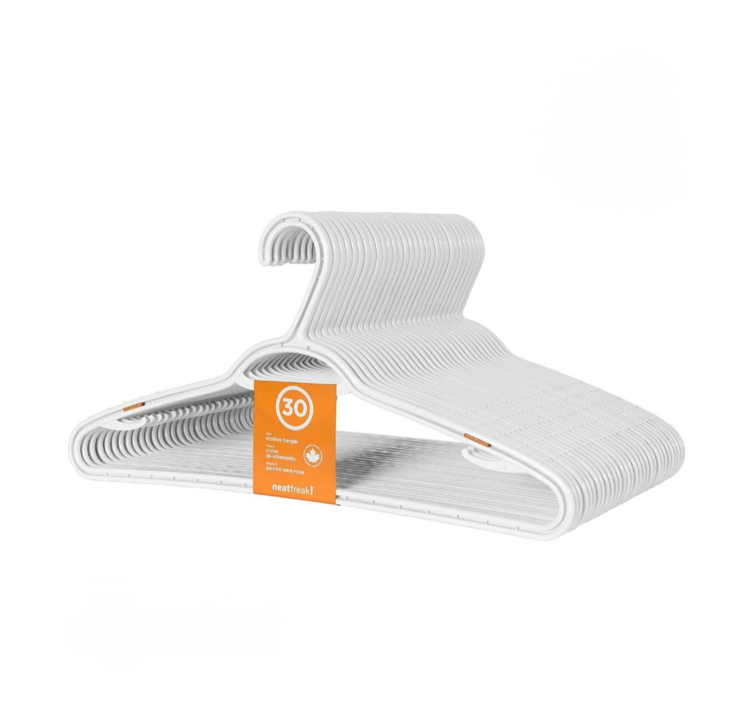Set of 30 - White Plastic Clothes Hangers