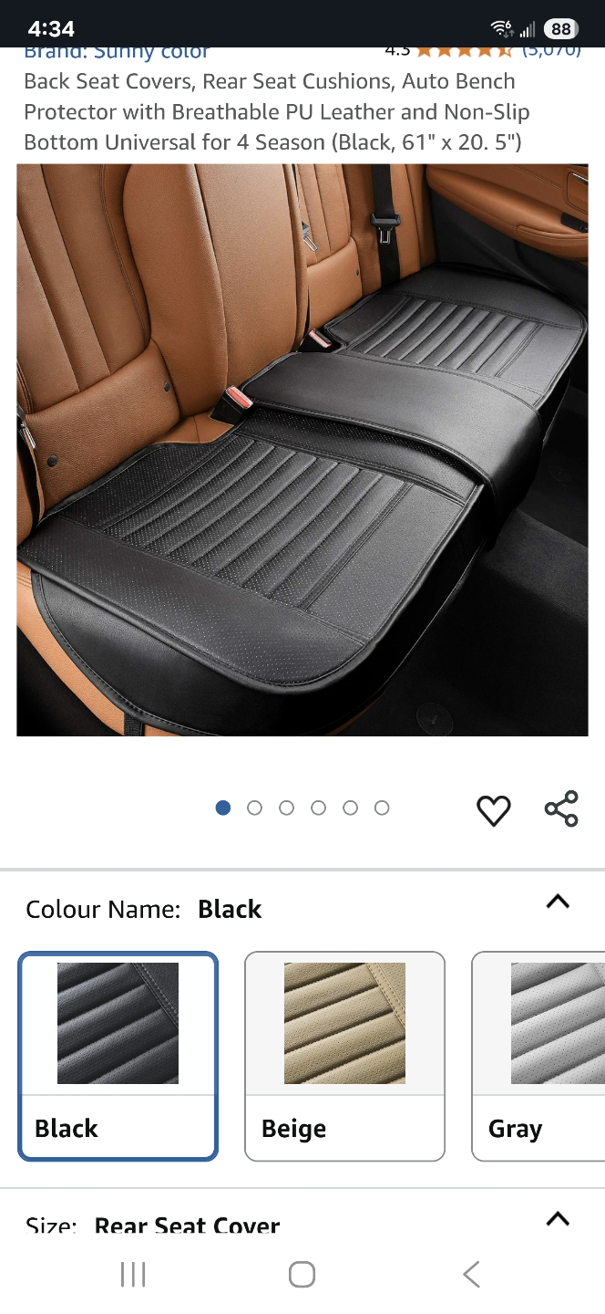 Black PU Leather Rear Seat Covers for Cars, SUVs, and Trucks