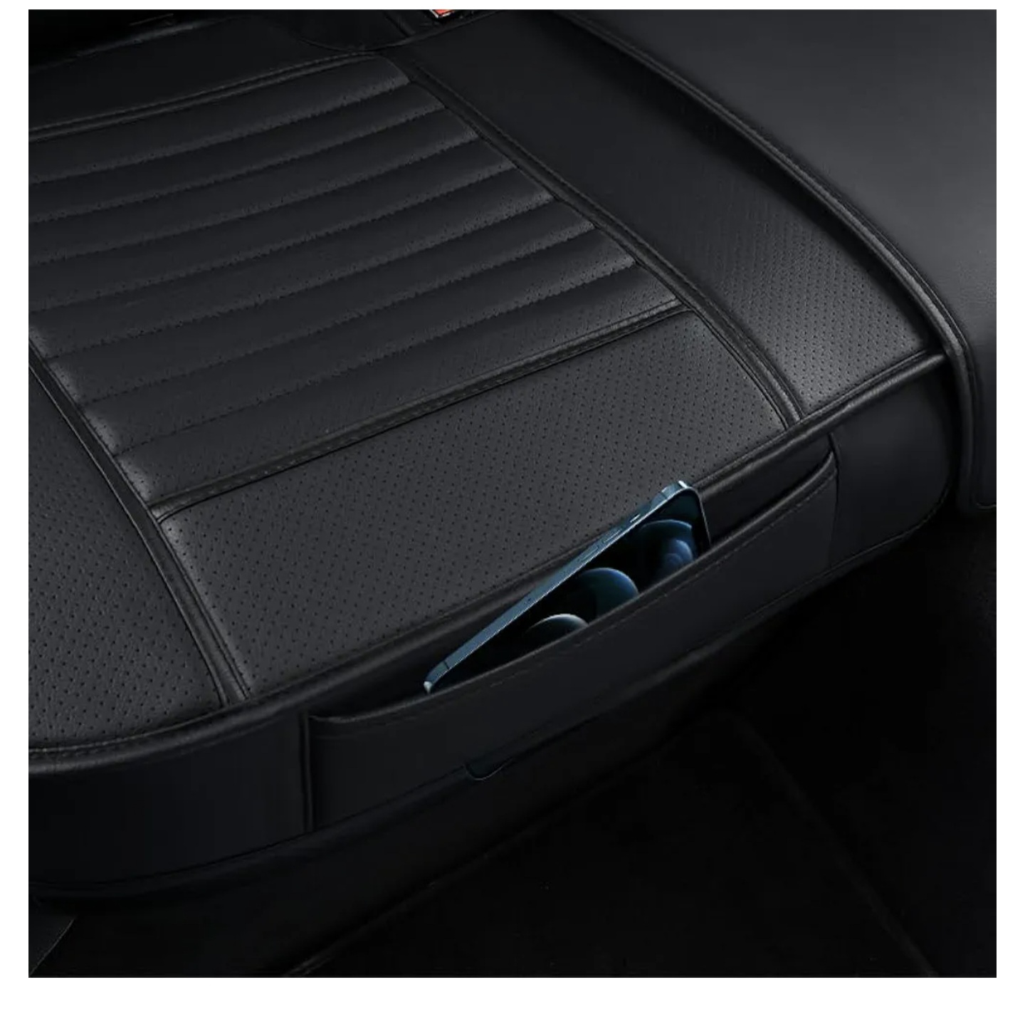 Black PU Leather Rear Seat Covers for Cars, SUVs, and Trucks - photo 5