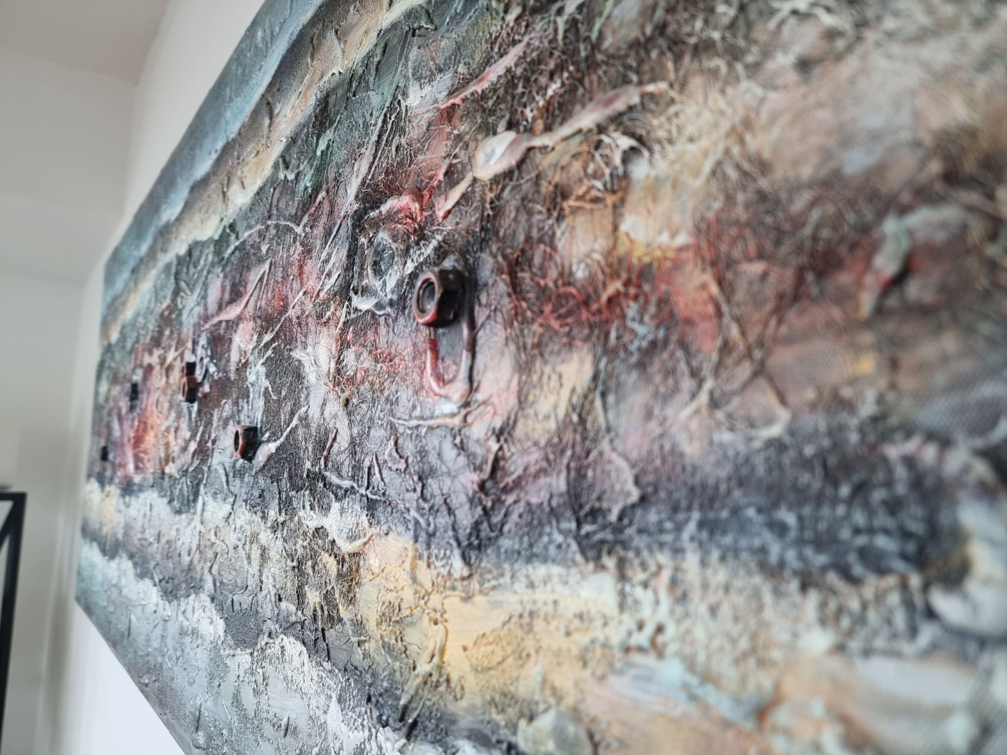 Large Mixed Media Abstract Textured Canvas Wall Art - photo 2