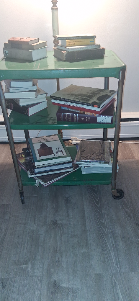 Vintage Green Metal Rolling Cart